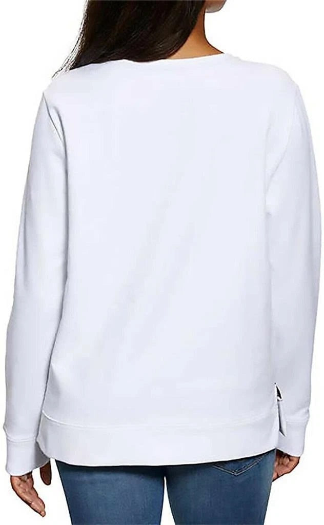 Nautica Women's Long Sleeve Crewneck Pullover (Bright White, XS)
