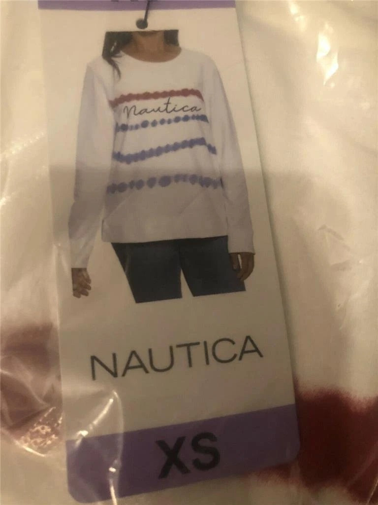 Nautica Women's Long Sleeve Crewneck Pullover (Bright White, XS)-3