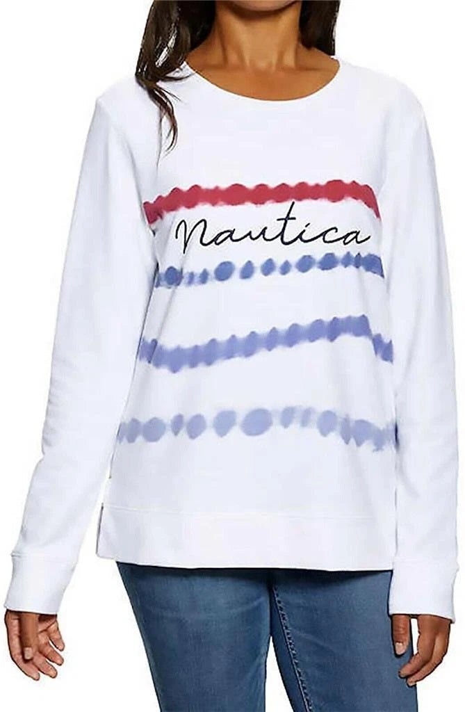 Nautica Women's Long Sleeve Crewneck Pullover (Bright White, XS)-1