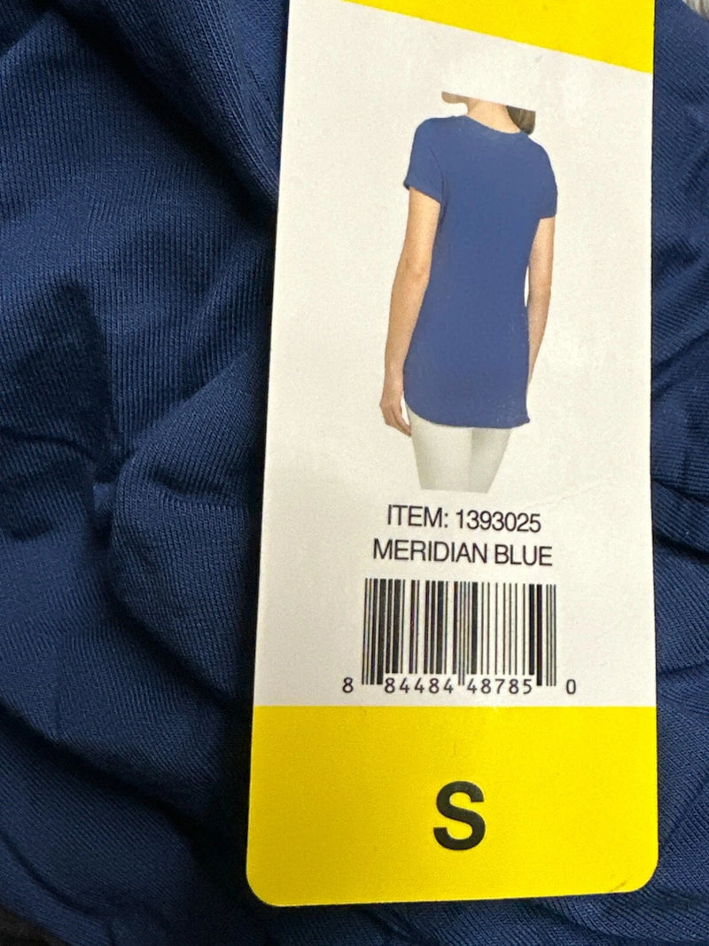 Joan Vass New York Women's Short Sleeve Tunic T-Shirt, MERIDIAN BLUE, S-3