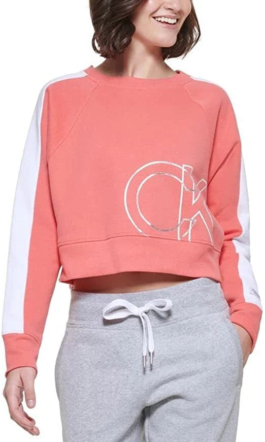 Calvin Klein Performance Women's Long Sleeve Crew Neck Crop Fleece Pullover, XXL-1
