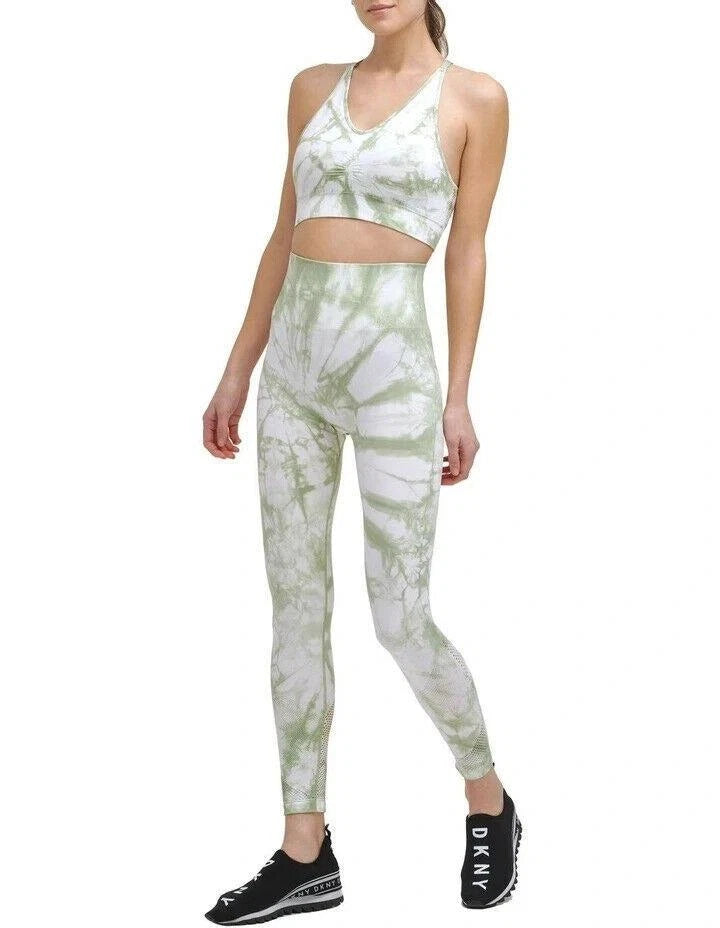 DKNY Sport Women's Tie-Dyed 7/8 Leggings, Sage green, Large-1