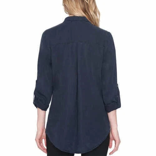 Matty M Ladies' Lyocell Blouse, Midnight Navy, Small