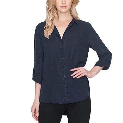 Matty M Ladies' Lyocell Blouse, Midnight Navy, Small-1
