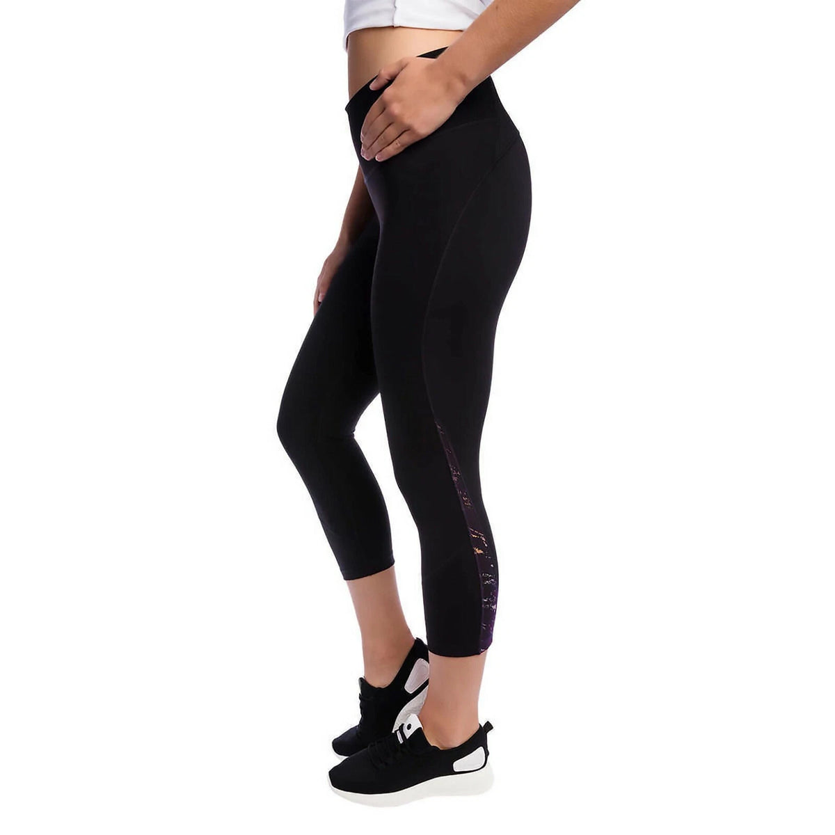 Kirkland Signature Women's Reflective Crop Tights, BLACK, XS-1