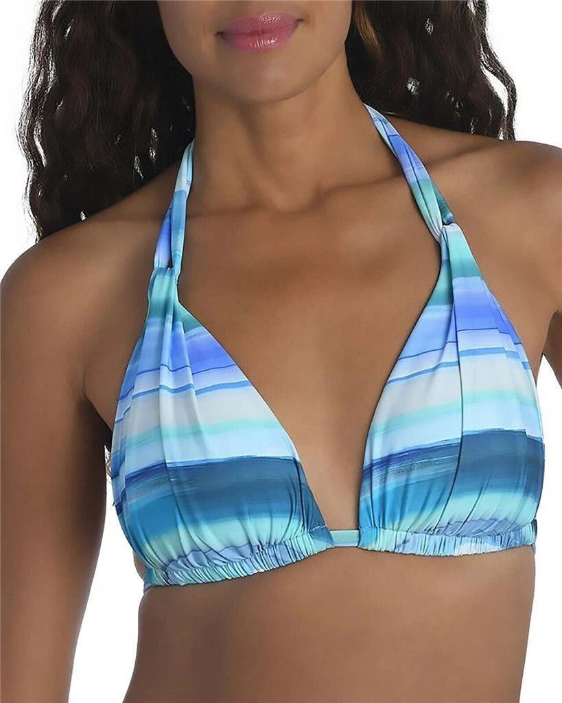 La Blanca Women's Ocean Tides Halter Bikini Top, Pacific Blue, 6-1