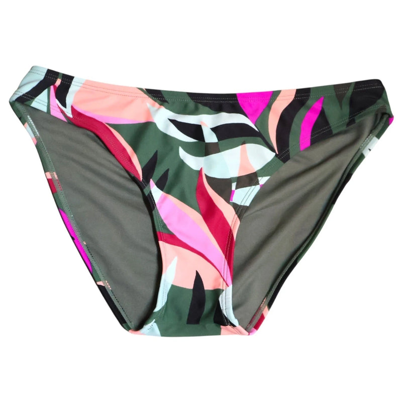 Hula Honey Juniors' Hyper Tropics Printed Hipster Bikini Bottom (Olive Multi, S)-3