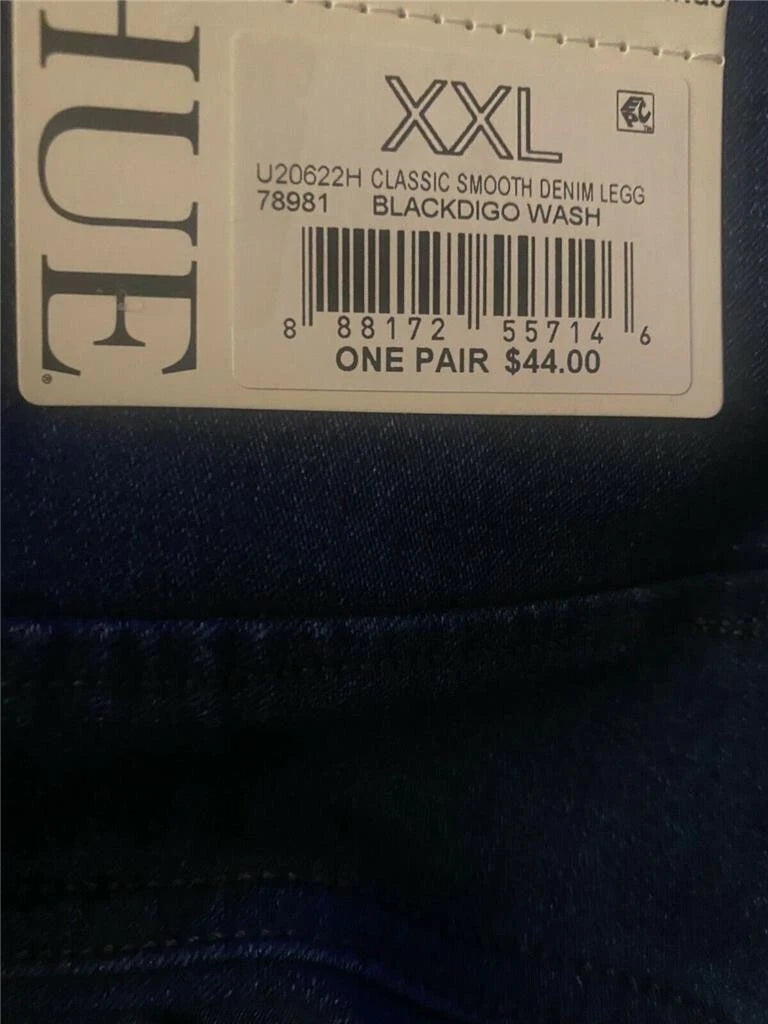 HUE Women's Original Smoothing Denim Leggings, BLACKDIGO, XXL