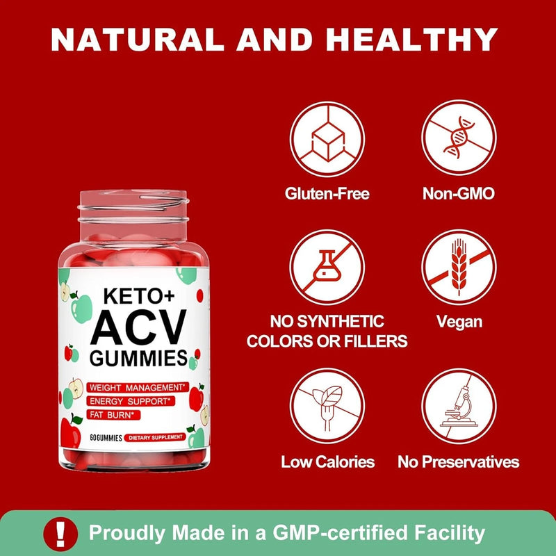 Keto ACV Gummies for Weight Loss, Apple Cider Vinegar 60 Gummies for Women & Men-4