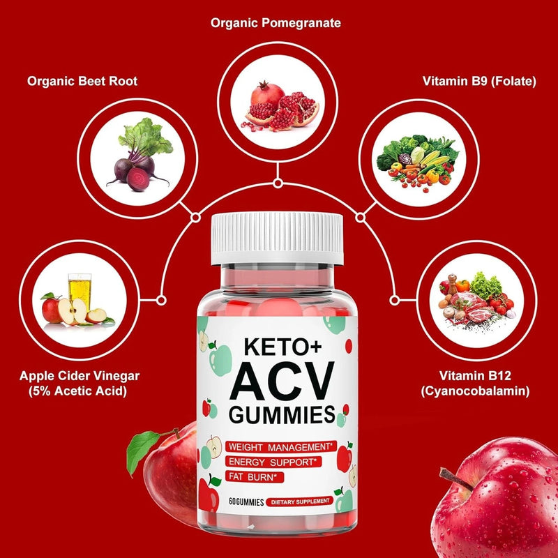 Keto ACV Gummies for Weight Loss, Apple Cider Vinegar 60 Gummies for Women & Men-5