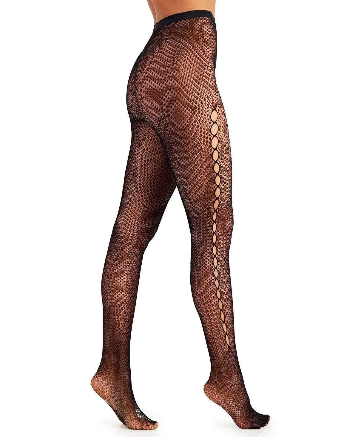 INC International Concepts Women's Cut Out Fishnet Tights, BLACK, XS/S-1