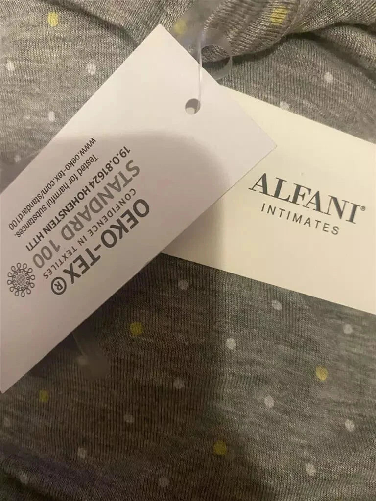 Alfani Women's Okeo-Tex Tie-Waist Sleep Top, Scatter Dot (Grey), XS