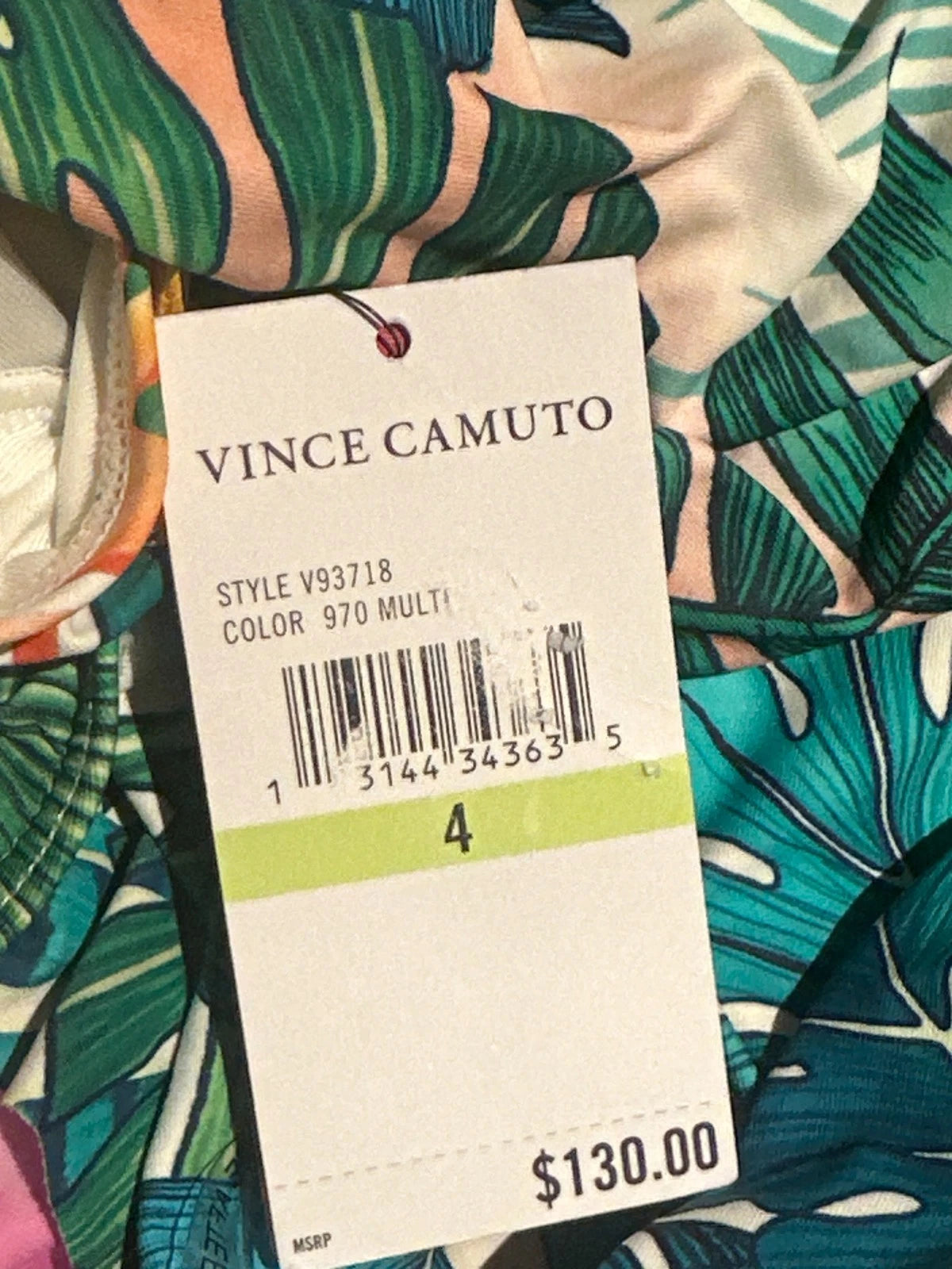 Vince Camuto Lush Tropic Ruffle One Shoulder One-Piece Swimsuit, MULTI, 4-2