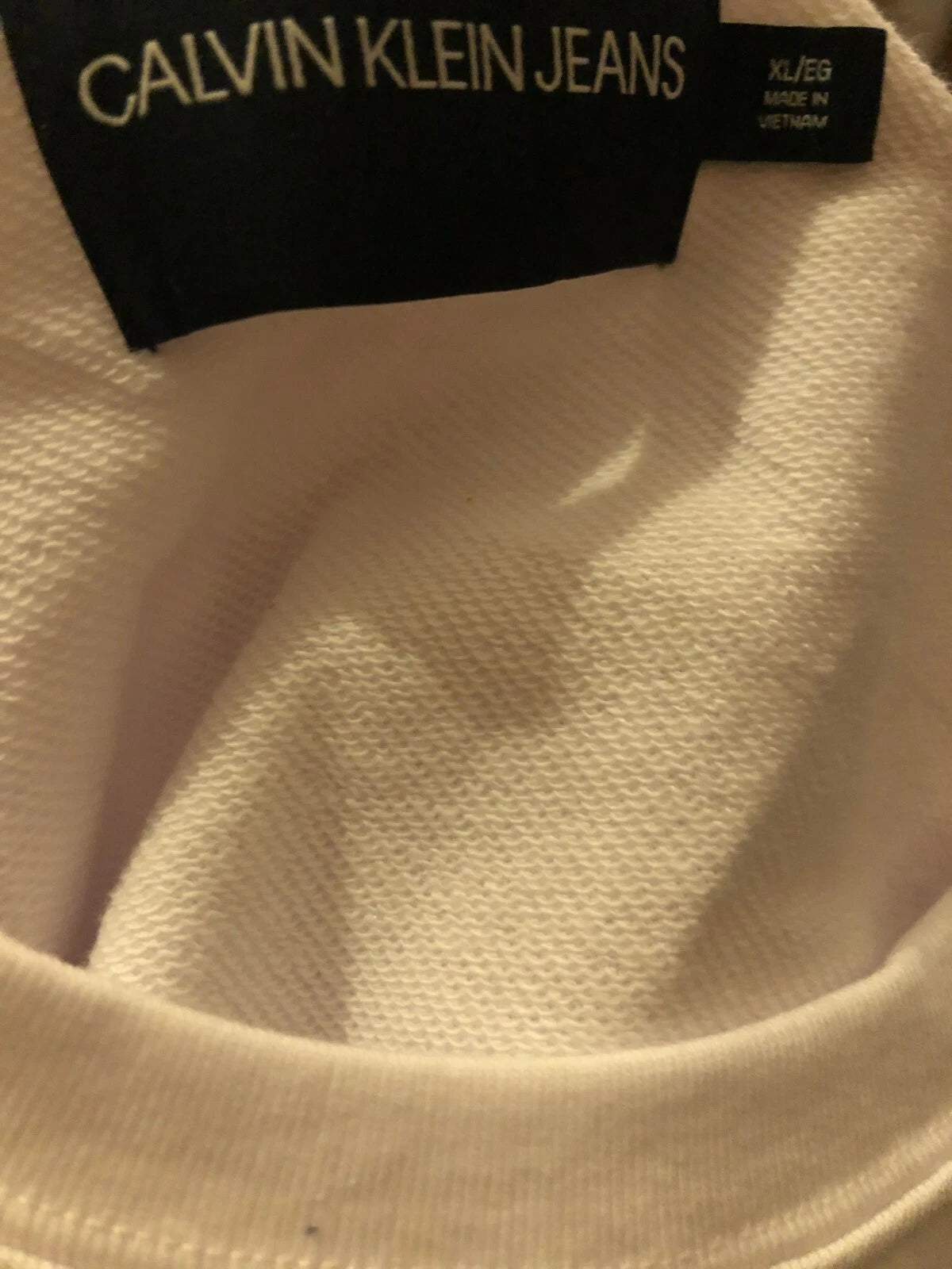 Calvin Klein Jeans Womens French Terry Logo Crop Top, WHITE, XL