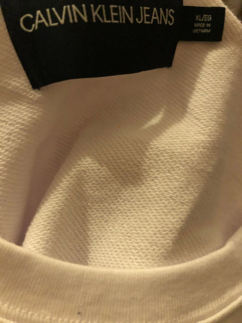 Calvin Klein Jeans Womens French Terry Logo Crop Top, WHITE, XL-2