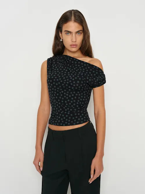 Reformation Women's Belle Knit Top, Cosmic Dot, MEDIUM-1
