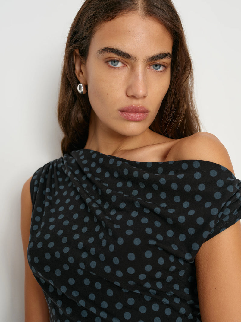 Reformation Women's Belle Knit Top, Cosmic Dot, MEDIUM-2