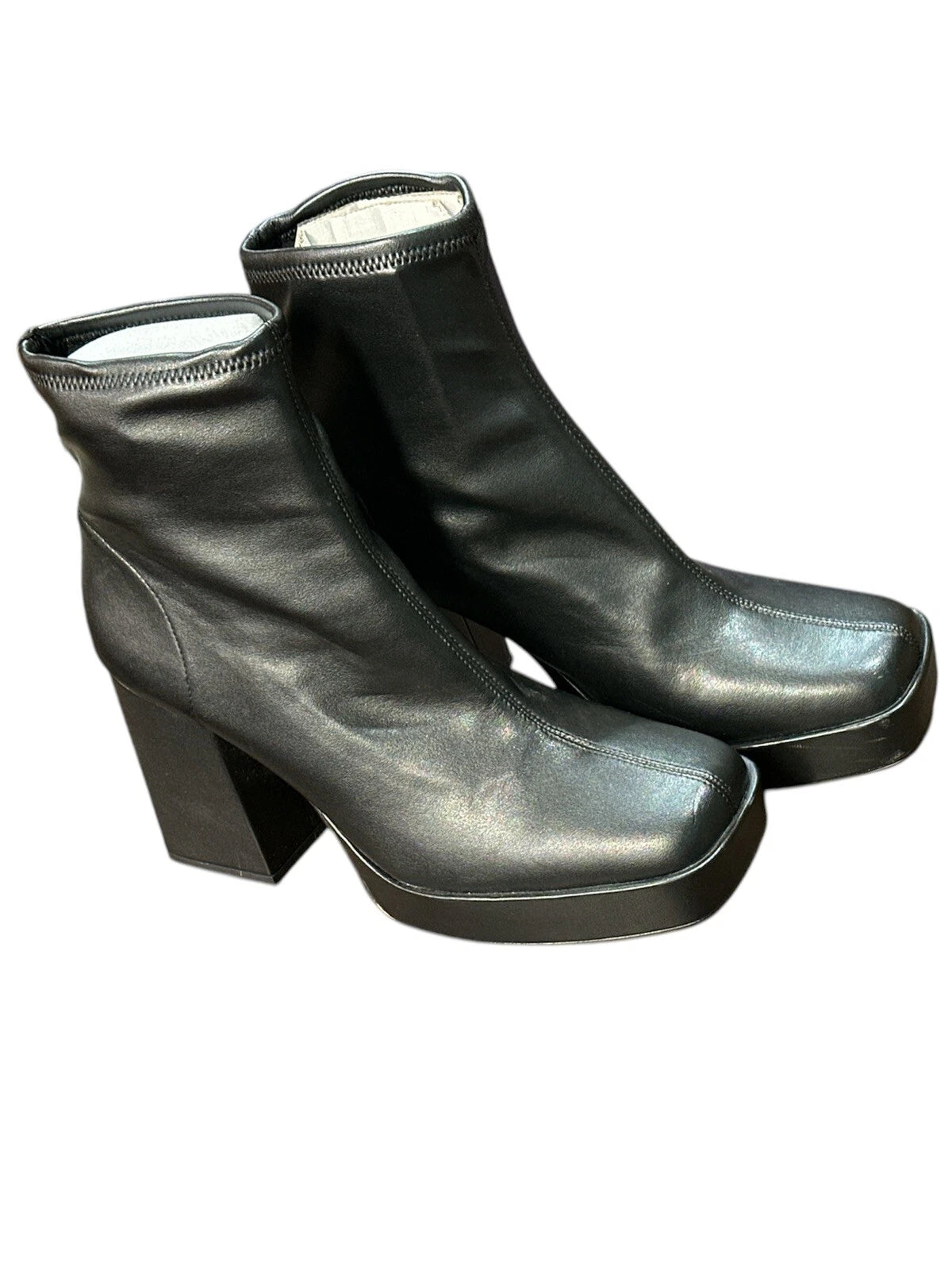 Zara Women's Leather Ankle Boot Black Size 10- 41