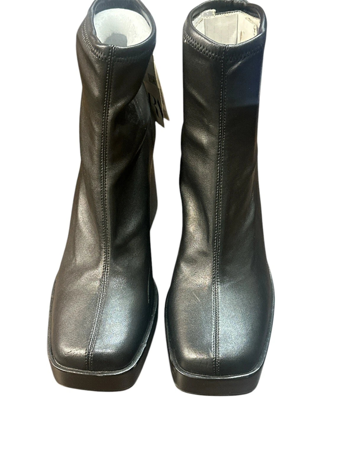 Zara Women's Leather Ankle Boot Black Size 10- 41