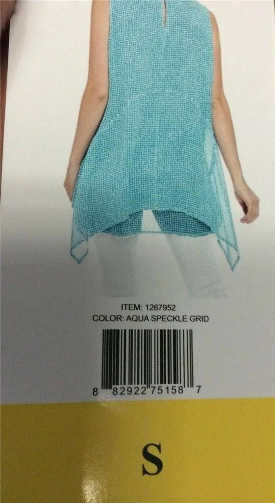 Fever Women Double Layer Sleeveless Blouse, AQUA SPECKLE GRID, S