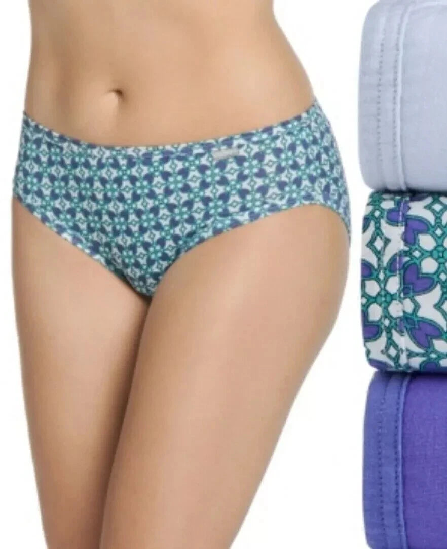 Jockey Elance French Cut Blue / Geo / Purple 3-Pack Women's Underwear Size 9