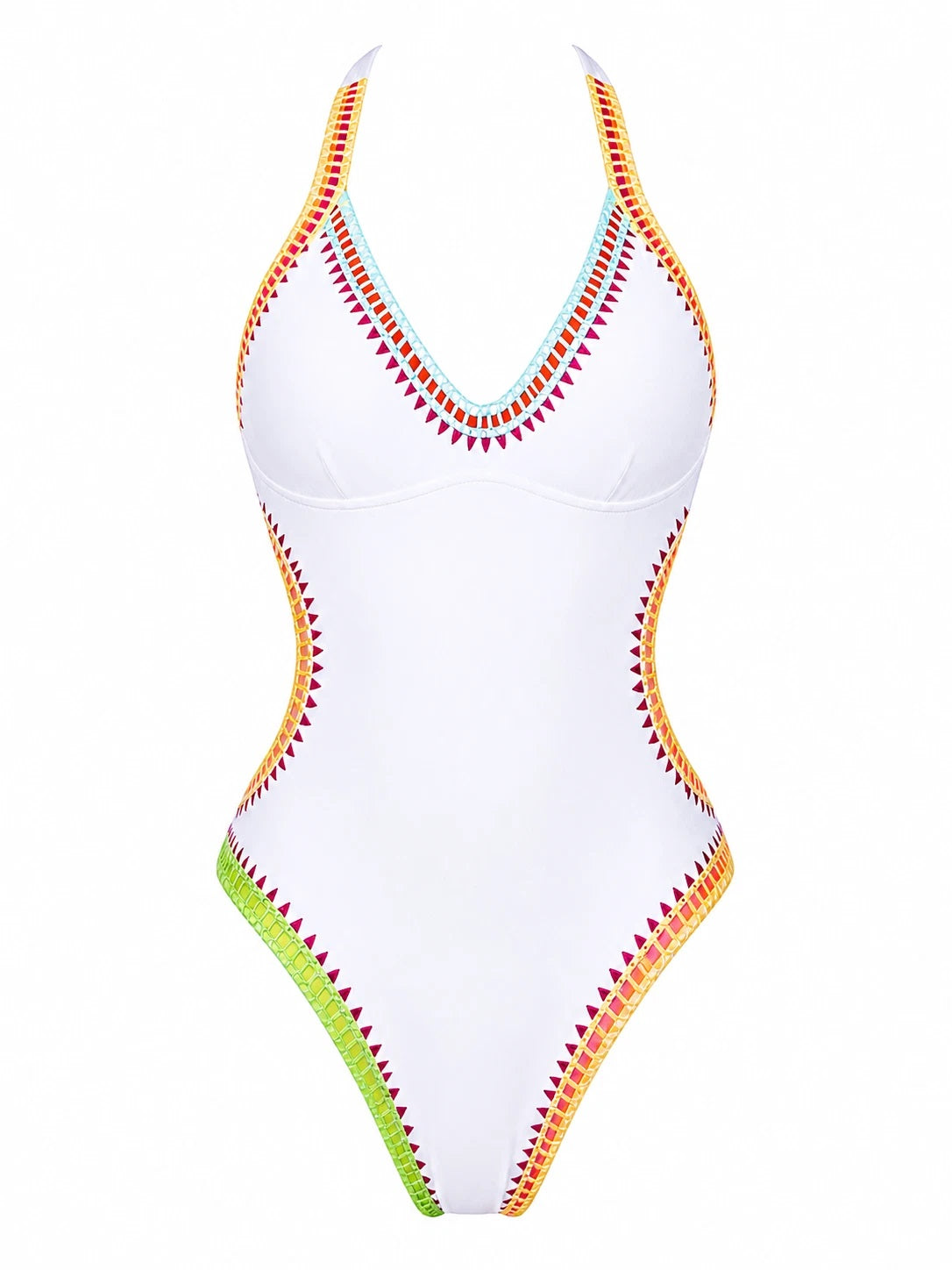 Bar III Be Weave It Monokini One-Piece High-Leg Swimsuit (White, Small)