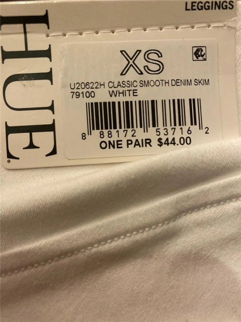 HUE Women's Classic Smoothing Denim Leggings, WHITE, Size XS