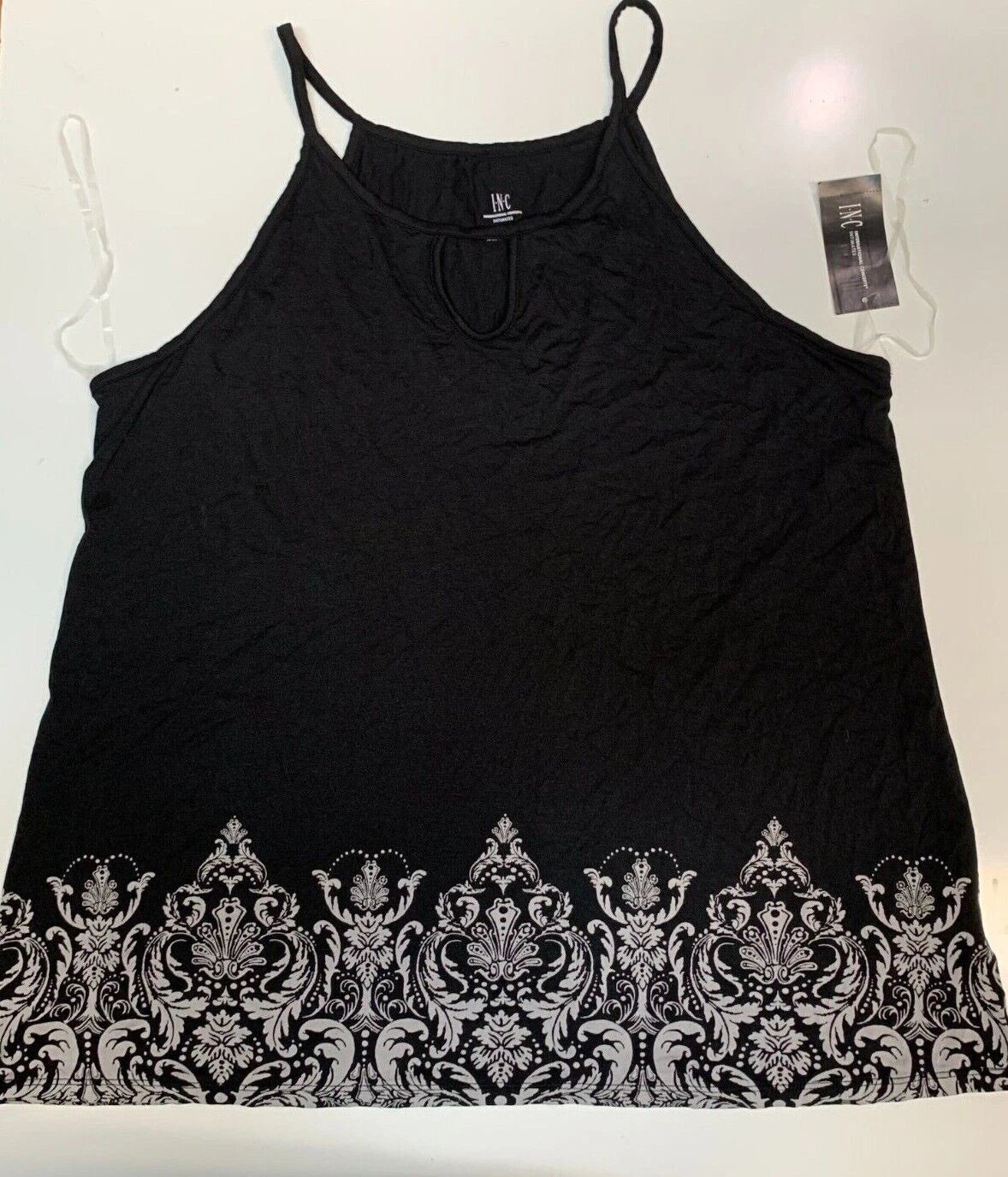 I.N.C Women's Sleeveless Keyhole Pajama Top, Black, Small-1