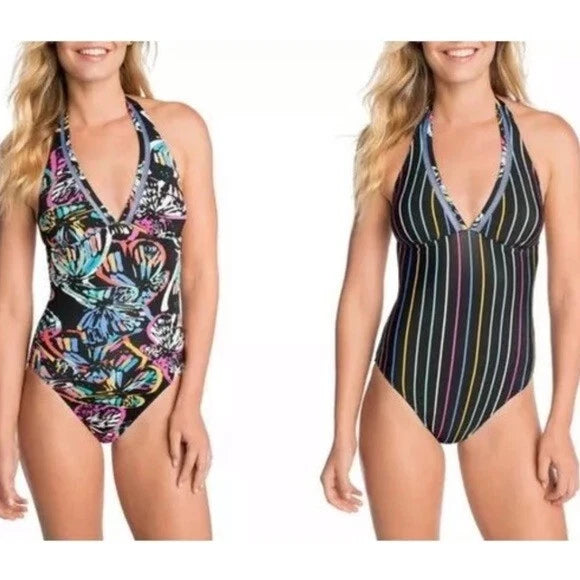 Vera Bradley Women's Penelope Butterfly Reversible Halter One Piece MULTI XL