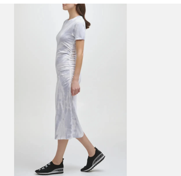 Dkny Sport Ladies Spiral Tie Dye Ruched Waist T-Shirt Dress, PALE BLUE, M