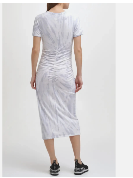 Dkny Sport Ladies Spiral Tie Dye Ruched Waist T-Shirt Dress, PALE BLUE, M-3