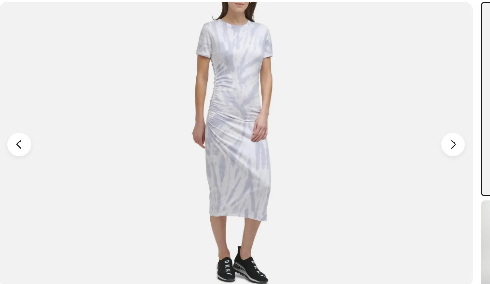 Dkny Sport Ladies Spiral Tie Dye Ruched Waist T-Shirt Dress, PALE BLUE, M