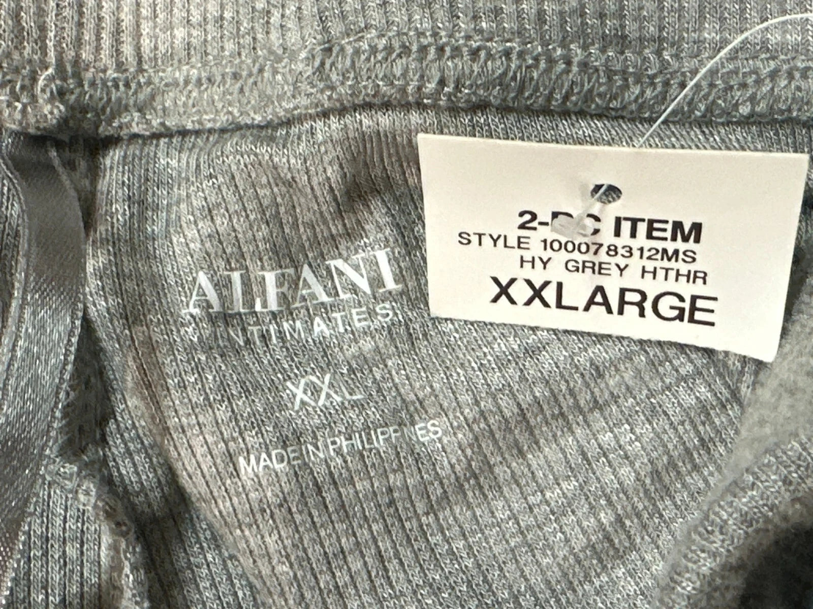 Alfani Women's Piping Trim Ribbed Pajama Pant, Grey Heather, XXL