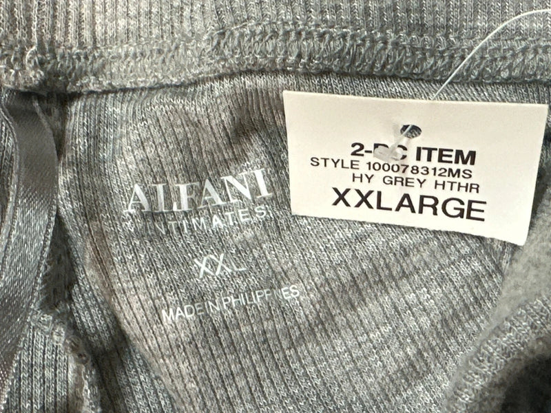 Alfani Women's Piping Trim Ribbed Pajama Pant, Grey Heather, XXL-2