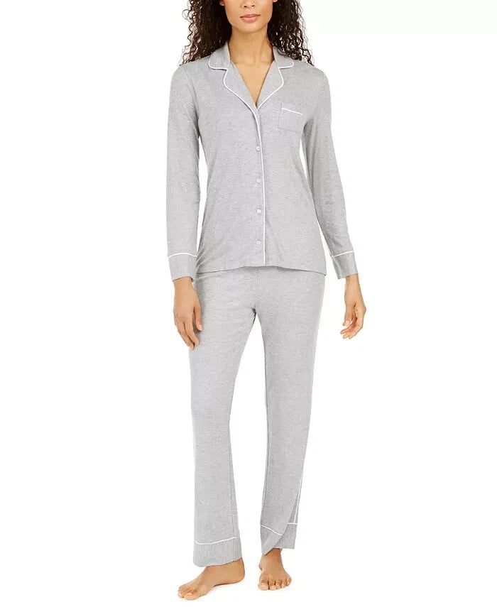 Alfani Women's Piping Trim Ribbed Pajama Pant, Grey Heather, XXL-3