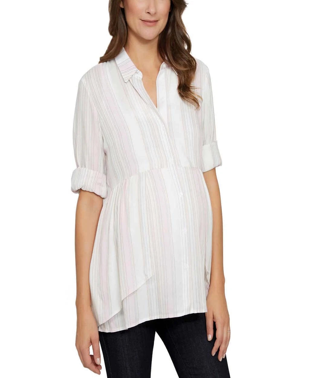 Emma James Ladies' Maternity Blouse, WHITE - PINK, L