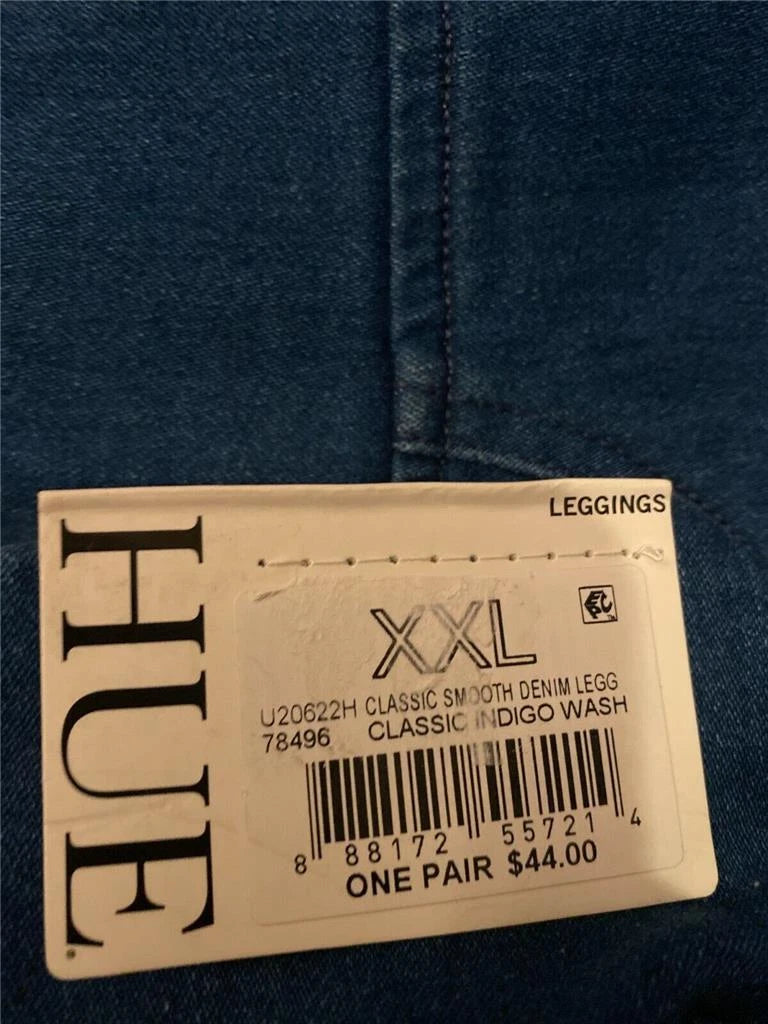 HUE Womens Classic Smooth Denim Leggings, CLASSIC INDIGO WASH, Sz XXL