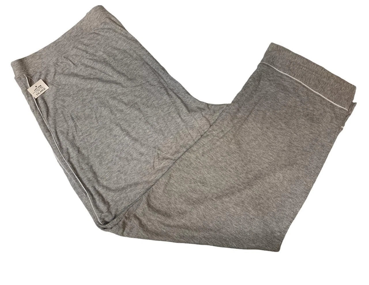Alfani Women's Piping Trim Ribbed Pajama Pant, Grey Heather, XXL