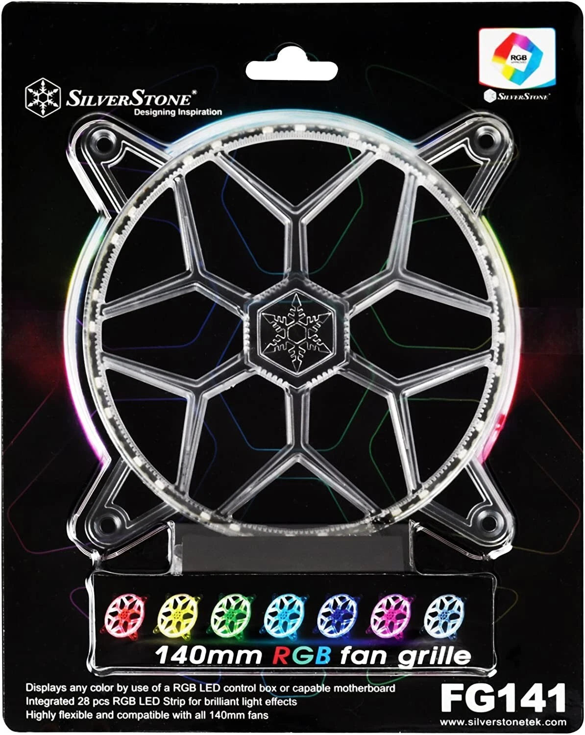 SilverStone Technology 140mm RGB LED Fan Guard / Grill for Desktop Computers-3