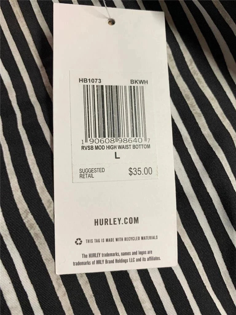 Hurley Women's Reversible Moderate High Waist Bottom, BKWH, L-2