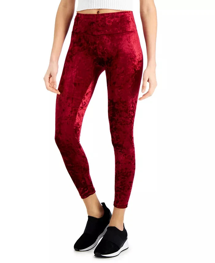 INC International Concepts Women's Crushed Velvet Leggings, WINE, 3XL-1