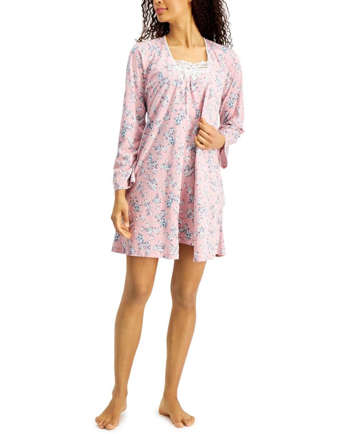 Charter Club Women's Lace-Trim Robe (Almond Flower, Medium)-1