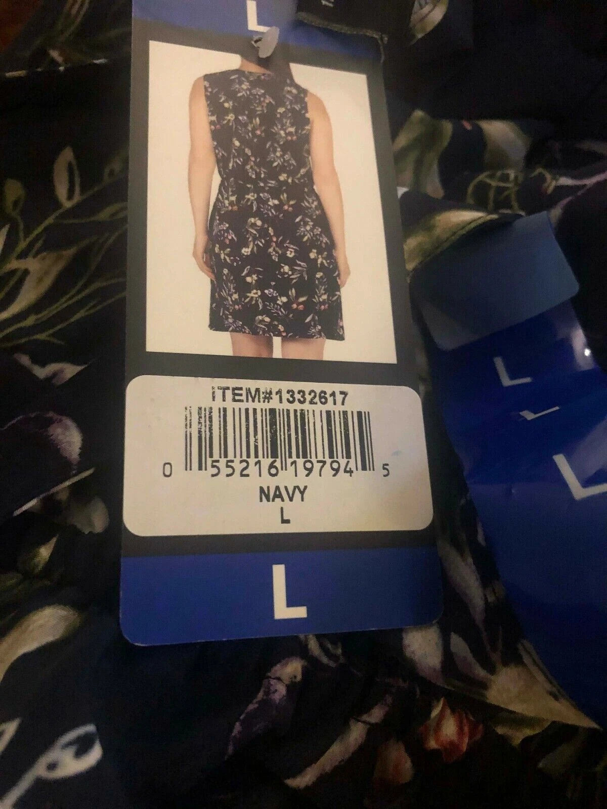 Nicole Miller Sleeveless Floral Summer Dress NAVY, L