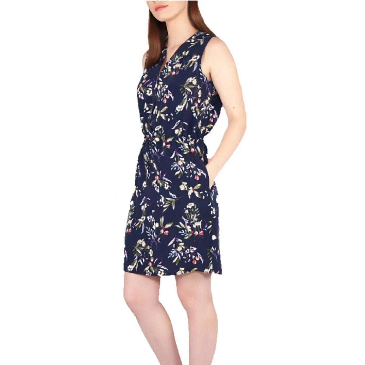 Nicole Miller Sleeveless Floral Summer Dress NAVY, L-1