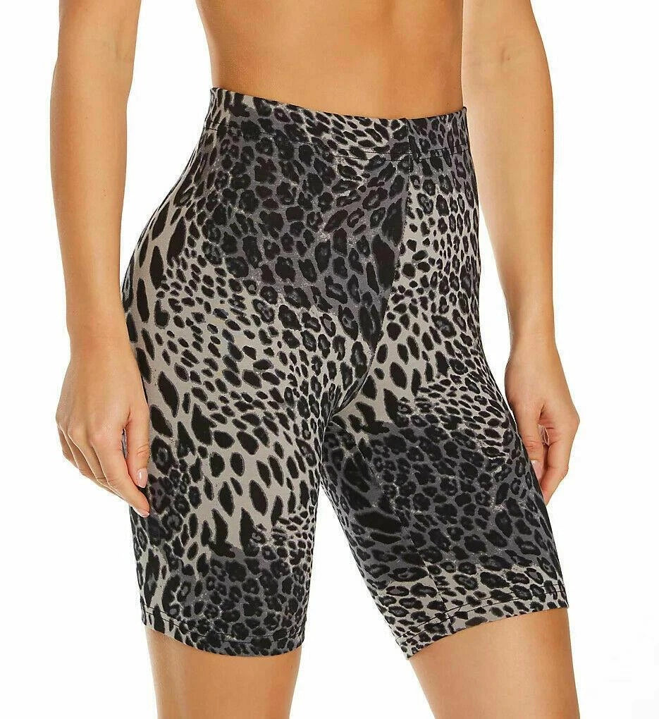 Hue Essentials Wavy Leopard Bike Shorts, Size Small