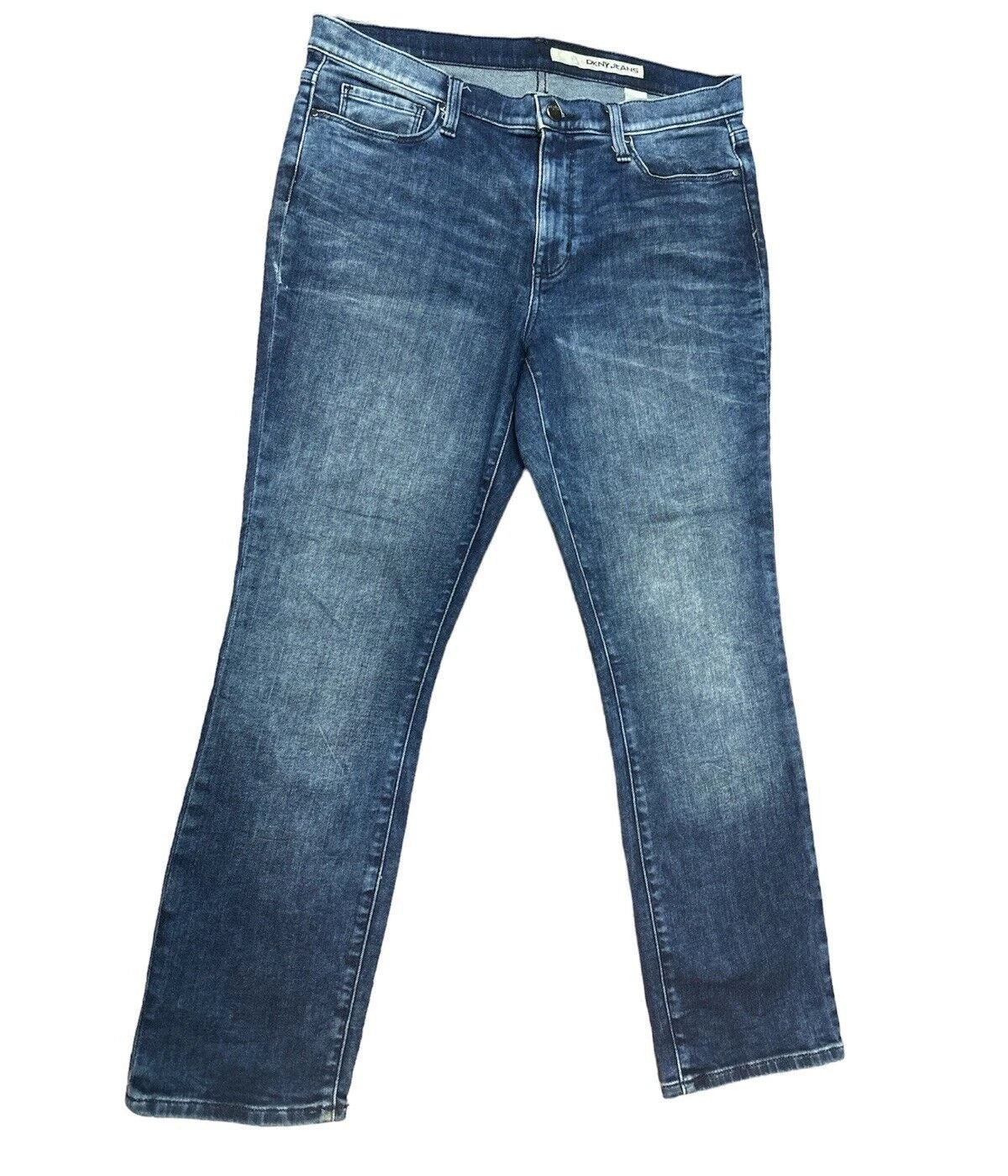 Dkny Women 5-Pocket Straight Fit Jeans, Blue, 10