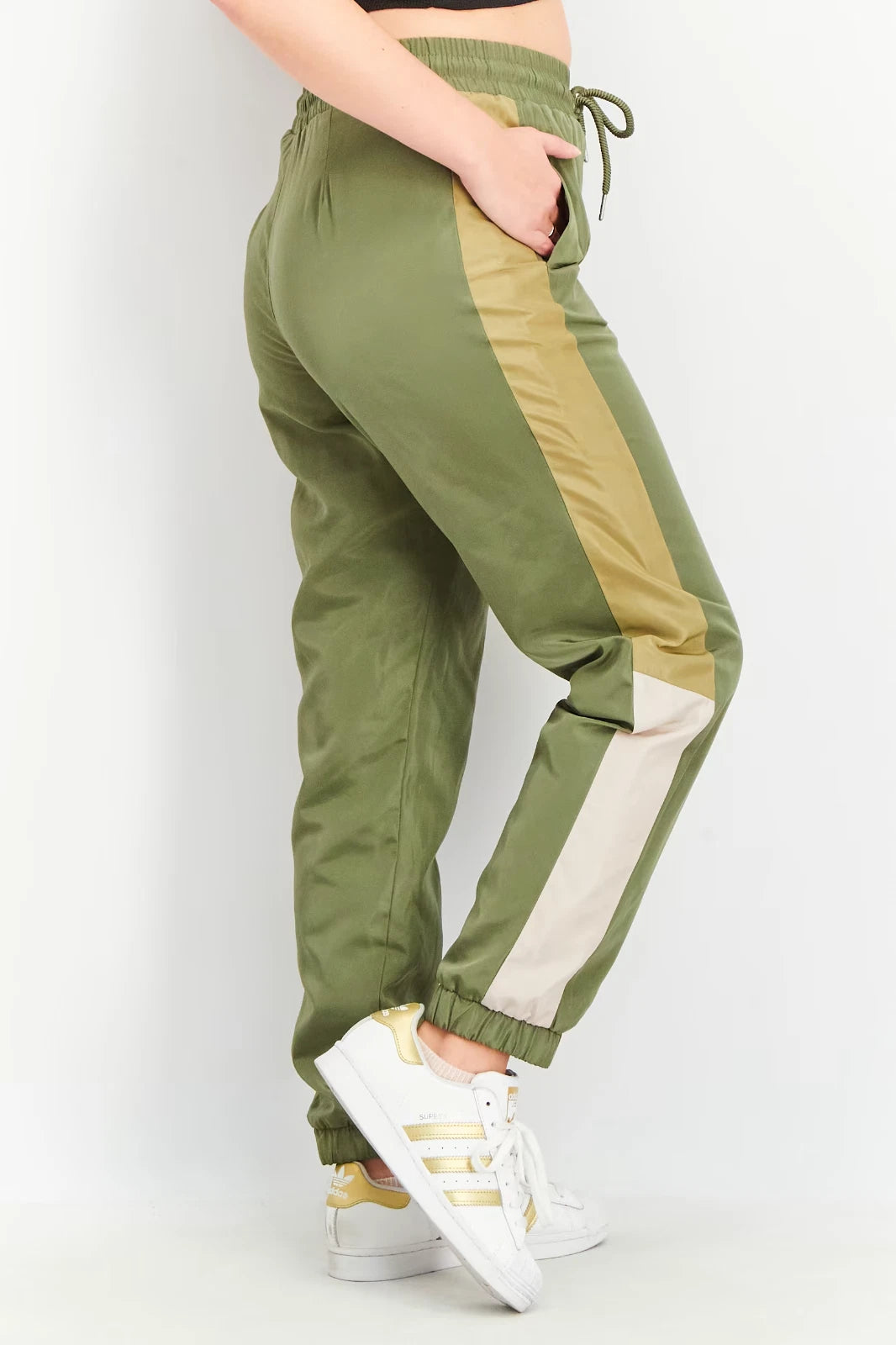 Calvin Klein Performance Calvin Logo Colorblock Smocked Waistband Jogger Small-1