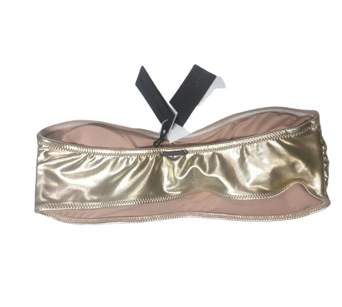 Kendall + Kylie Ladies Bandeau Swimsuit Top, Light Foil Gold, S