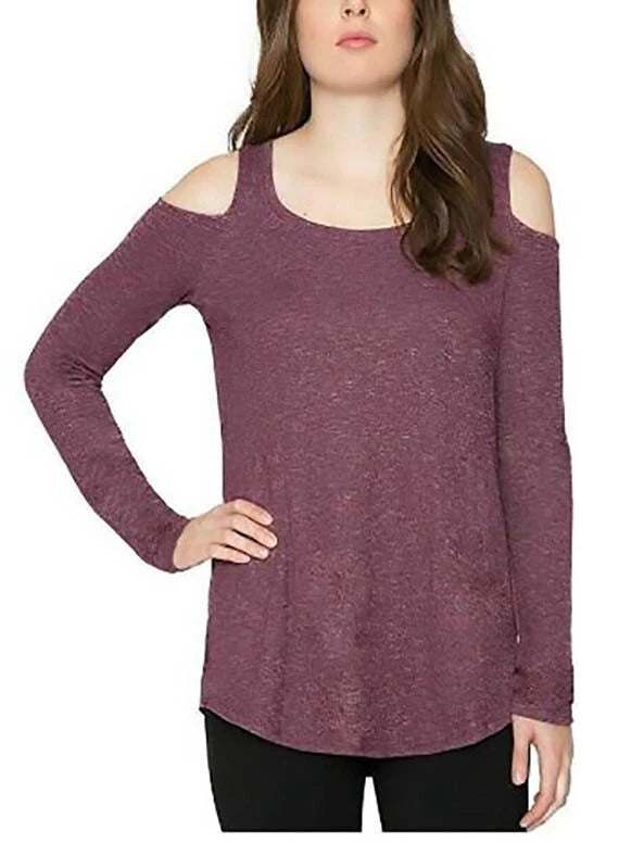 Matty M Ladies Cold Shoulder Top, RASPBERRY, XXL-1