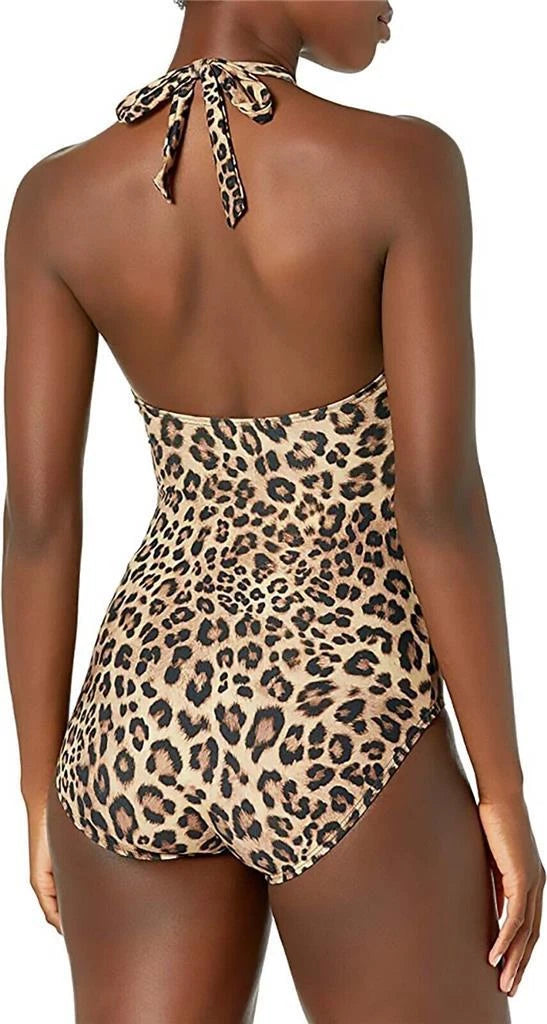 U.S. Polo Assn. Women's Standard Jewel Halter Twist One Piece Black Multi 16/40D-2